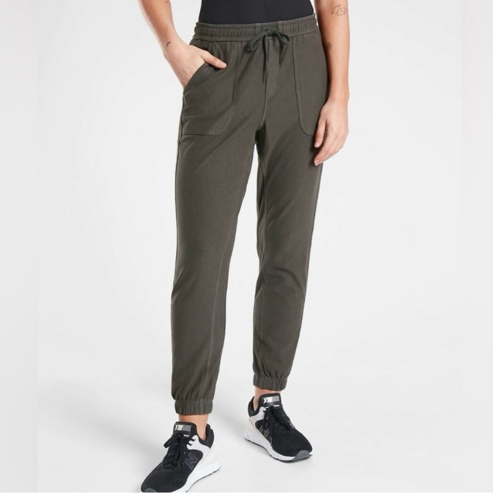 ATHLETA Cyprus Green Farallon High Waisted Cotton‎ Casual Travel Jogger Size 4